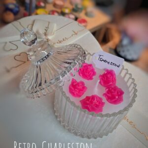 ΡΕΤΡΟ ΓΥΑΛΙΝΟ ΒΑΖΑΚΙ ΜΕ ΧΕΙΡΟΠΟΙΗΤΟ ΑΡΩΜΑΤΙΚΟ ΚΕΡΙ  "CHARLESTON"