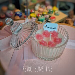 ΡΕΤΡΟ ΓΥΑΛΙΝΟ ΒΑΖΑΚΙ ΜΕ ΧΕΙΡΟΠΟΙΗΤΟ ΑΡΩΜΑΤΙΚΟ ΚΕΡΙ  "SUNSHINE"